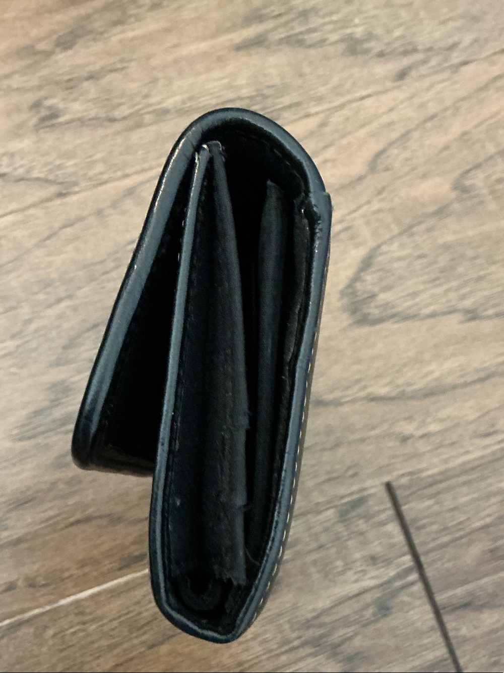 Genuine Leather Black Trifold Wallet with Front Zip Pocket - Picture 9 of 11